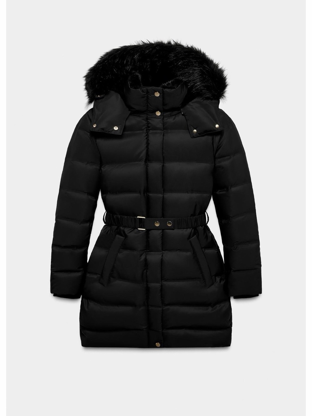 ZARA PUFFER ANORAK HOODIE DOWN FEATHER WATER REPELLENT WINDPROOF BLACK LARGE